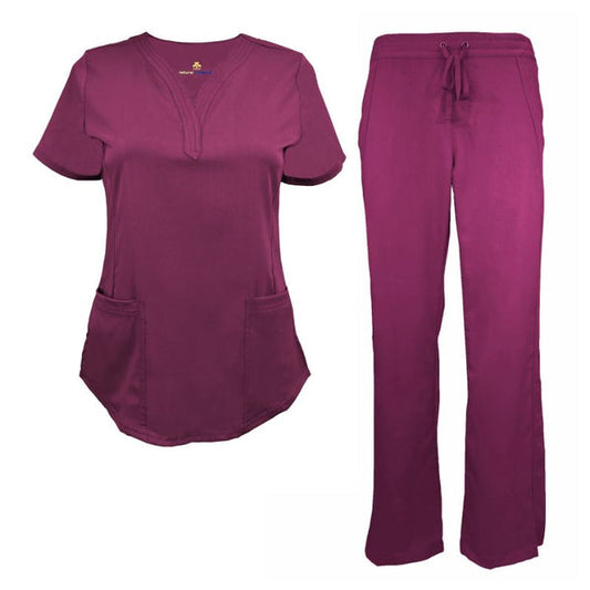 2040-Ladies Stretch Y Neck Scrub Set