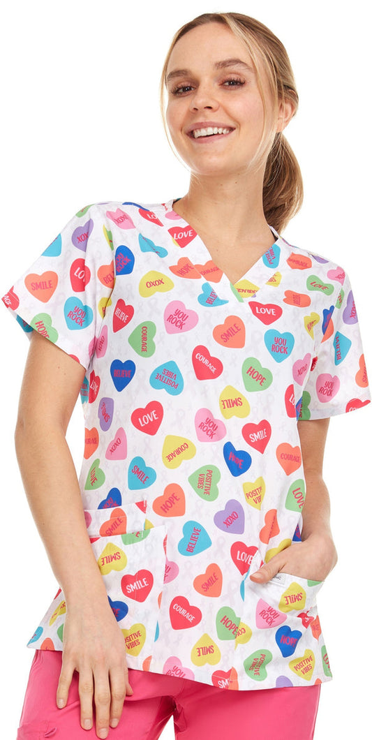 2098-New prints in ! Print V Neck Stretch Scrub Top